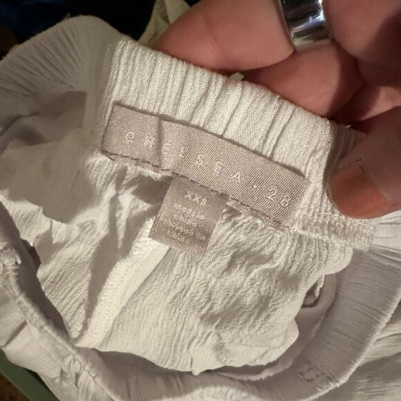 Chelsea28 XXS Ana Smocked Split Leg Womens Boho Long Pants White EUC - Picture 10 of 11